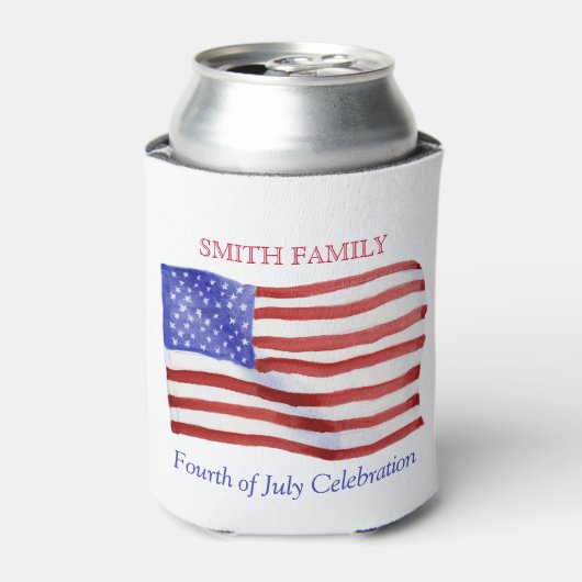 Gepersonaliseerde Custom Waterverf Amerikaanse vla Blikjeskoeler (Blikje Voorkant)