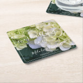Gepersonaliseerde Custom White Hydrangea Elegante Kartonnen Onderzetters (Schuin)