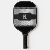 Gepersonaliseerde Custom Zwart en Metaal Pickleball Paddle (Voorkant)