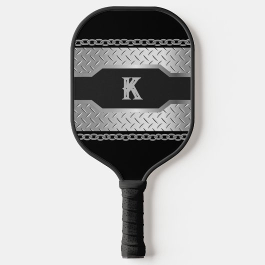 Gepersonaliseerde Custom Zwart en Metaal Pickleball Paddle (Voorkant)