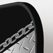 Gepersonaliseerde Custom Zwart en Metaal Pickleball Paddle (Links Detail)