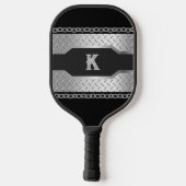 Gepersonaliseerde Custom Zwart en Metaal Pickleball Paddle (Achterkant)