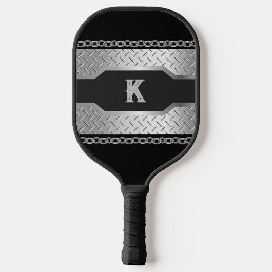 Gepersonaliseerde Custom Zwart en Metaal Pickleball Paddle (Achterkant)