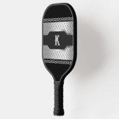 Gepersonaliseerde Custom Zwart en Metaal Pickleball Paddle (Links)