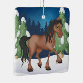 Gepersonaliseerde Cute Brown Horse Kerstmis Keramisch Ornament (Rechts)