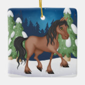 Gepersonaliseerde Cute Brown Horse Kerstmis Keramisch Ornament (Voorkant)