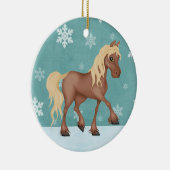 Gepersonaliseerde Cute Brown Horse Kerstmis Keramisch Ornament (Rechts)