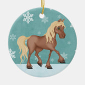 Gepersonaliseerde Cute Brown Horse Kerstmis Keramisch Ornament (Voorkant)
