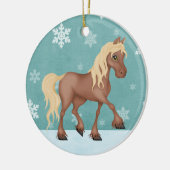 Gepersonaliseerde Cute Brown Horse Kerstmis Keramisch Ornament (Links)