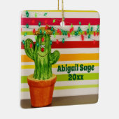 Gepersonaliseerde Cute Cactus Southwestern Kerstmi Keramisch Ornament (Rechts)