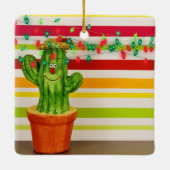 Gepersonaliseerde Cute Cactus Southwestern Kerstmi Keramisch Ornament (Achterkant)