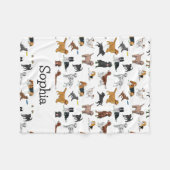 Gepersonaliseerde Cute Dogs Illustrations Pattern Fleece Deken (Voorkant (Horizontaal))