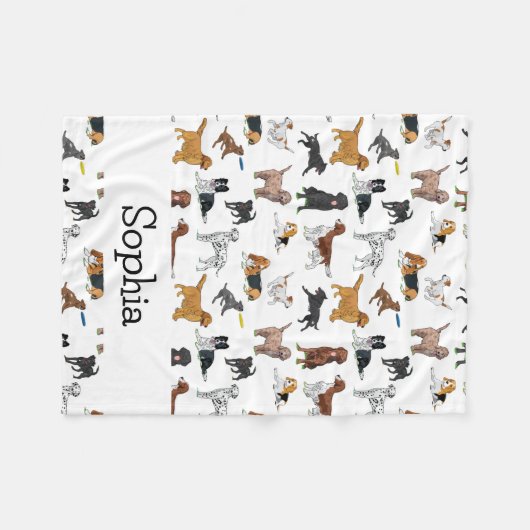 Gepersonaliseerde Cute Dogs Illustrations Pattern Fleece Deken (Voorkant (Horizontaal))