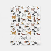 Gepersonaliseerde Cute Dogs Illustrations Pattern Fleece Deken (Voorkant)