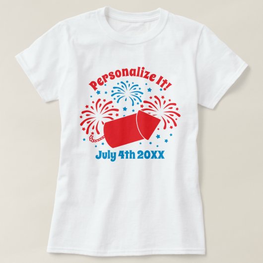GEPERSONALISEERDE Cute julth Fireworks T-Shirt (Design voorkant)