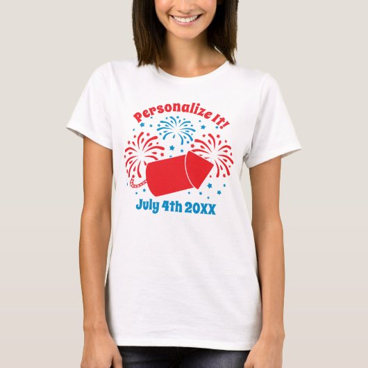 GEPERSONALISEERDE Cute julth Fireworks T-Shirt (Voorkant)
