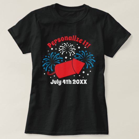 GEPERSONALISEERDE Cute julth Fireworks T-Shirt (Design voorkant)