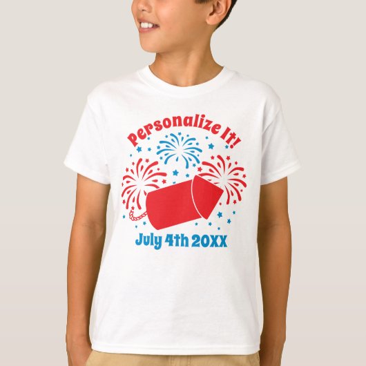 GEPERSONALISEERDE Cute julth Fireworks T-Shirt (Voorkant)