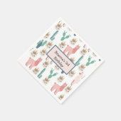 Gepersonaliseerde Cute Pink Llama's Birthday Servet (Hoek)