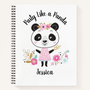 Gepersonaliseerde Cute Pink Panda Notitieboek