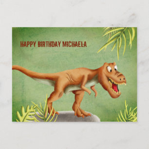 Gepersonaliseerde Cute T-Rex Dinosaur Happy Birthd Briefkaart
