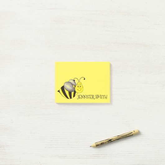 Gepersonaliseerde Cute Yellow bee Bumblebee Post i Post-it® Notes (Op bureau)