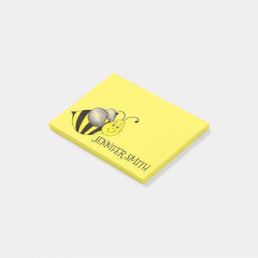 Gepersonaliseerde Cute Yellow bee Bumblebee Post i Post-it® Notes (Schuin)