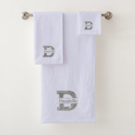 Gepersonaliseerde D-Initiaal Silver Monogram Jouw  Bad Handdoek