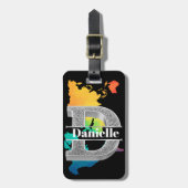 Gepersonaliseerde D-Initiaal Silver Monogram Jouw  Bagagelabel (Voorkant verticaal)