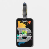 Gepersonaliseerde D-Initiaal Silver Monogram Jouw  Bagagelabel (Achterkant verticaal)