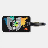 Gepersonaliseerde D-Initiaal Silver Monogram Jouw  Bagagelabel (Achterkant horizontaal)