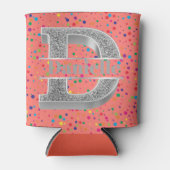 Gepersonaliseerde D-Initiaal Silver Monogram Jouw  Blikjeskoeler (Voorkant)