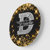 Gepersonaliseerde D-Initiaal Silver Monogram Jouw  Grote Klok (Hoek)