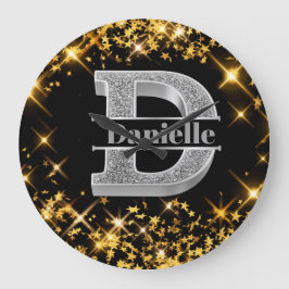 Gepersonaliseerde D-Initiaal Silver Monogram Jouw  Grote Klok