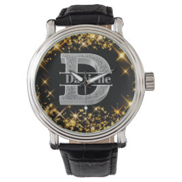 Gepersonaliseerde D-Initiaal Silver Monogram Jouw  Horloge