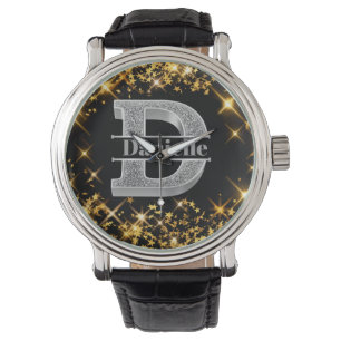 Gepersonaliseerde D-Initiaal Silver Monogram Jouw  Horloge