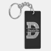 Gepersonaliseerde D-Initiaal Silver Monogram Jouw Sleutelhanger (Voorkant Links)