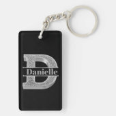 Gepersonaliseerde D-Initiaal Silver Monogram Jouw Sleutelhanger (achterkant)