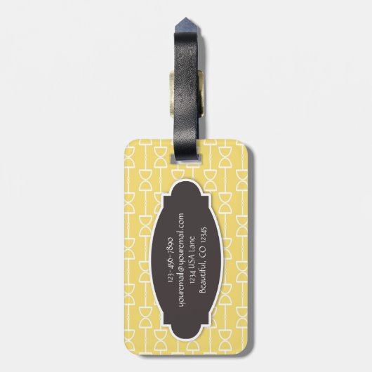 Gepersonaliseerde D Ring Snaffle Horse Bit Geel Bagagelabel (Achterkant verticaal)