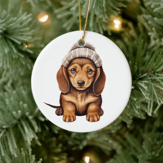 Gepersonaliseerde Dachshund Dog Art Keramisch Ornament (Boom)