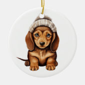 Gepersonaliseerde Dachshund Dog Art Keramisch Ornament (Voorkant)