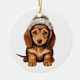 Gepersonaliseerde Dachshund Dog Art Keramisch Ornament