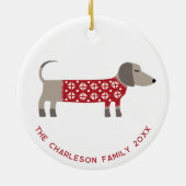 Gepersonaliseerde Dachshund Dog Fun Keramisch Ornament (Achterkant)
