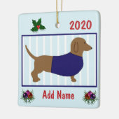 Gepersonaliseerde Dachshund - Doxie Puppy Dog - Bl Keramisch Ornament (Links)