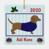 Gepersonaliseerde Dachshund - Doxie Puppy Dog - Bl Keramisch Ornament (Achterkant)