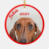 Gepersonaliseerde Dachshund Fotojaar Keramisch Ornament (Voorkant)