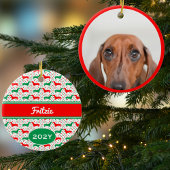 Gepersonaliseerde Dachshund Fotojaar Keramisch Ornament