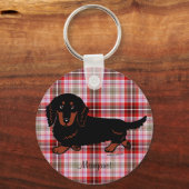 Gepersonaliseerde Dachshund Long Haire Black en Ta Sleutelhanger (Voorkant)