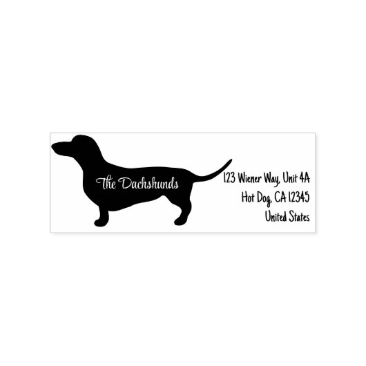 Gepersonaliseerde Dachshund Silhouet met naam Rubberstempel (Gestempeld)