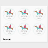 Gepersonaliseerde Dachshund Vrolijk Kerstfeest Ronde Sticker (Vel)